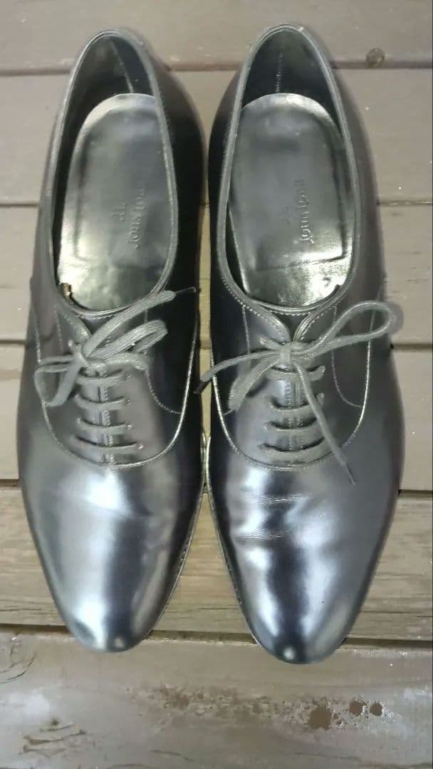 極美品ジョンロブ プレステージライン ガルニエ9E黒 プレーントゥ ホールカット