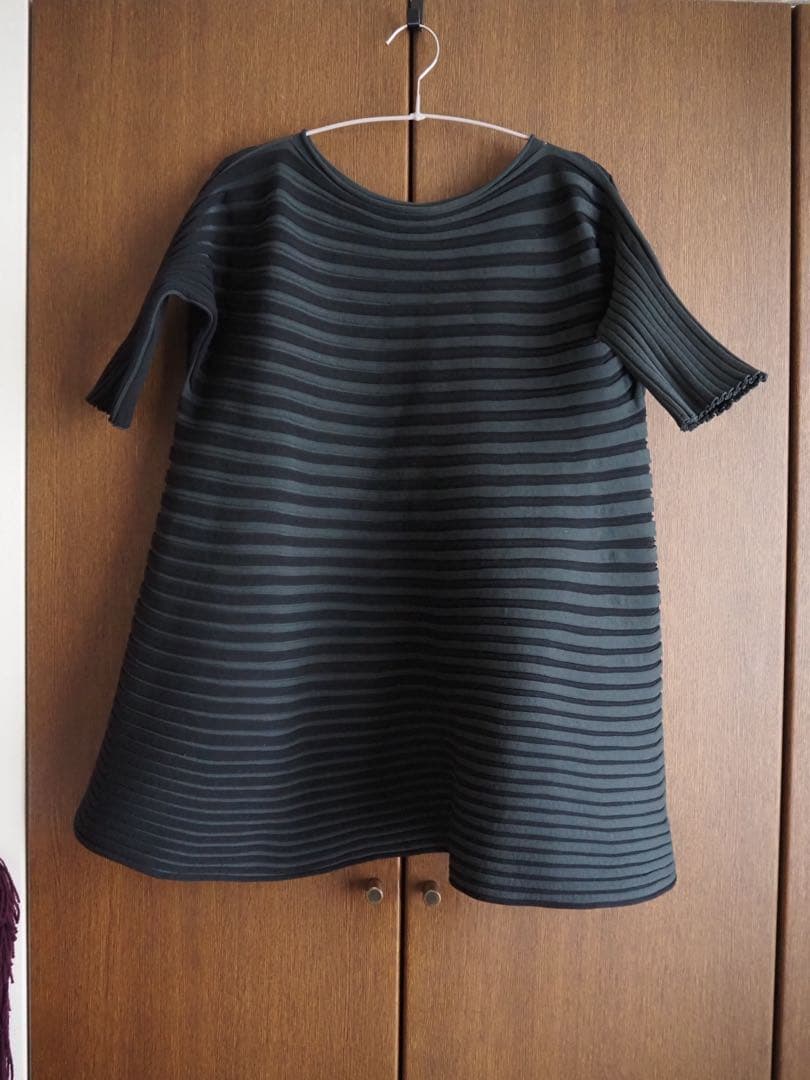 プリーツプリーズ　ストライプ 半袖チュニック