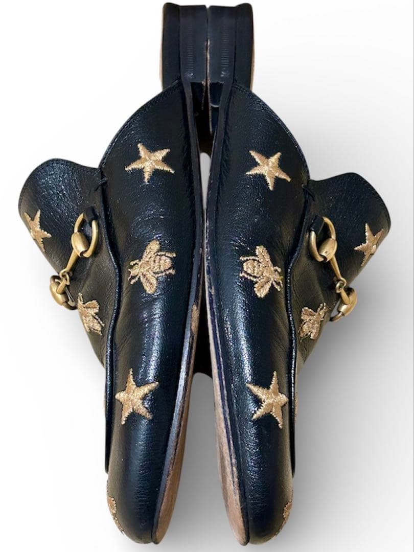 GUCCI グッチ プリンスタウン レザースリッパ スター ビー ITALY