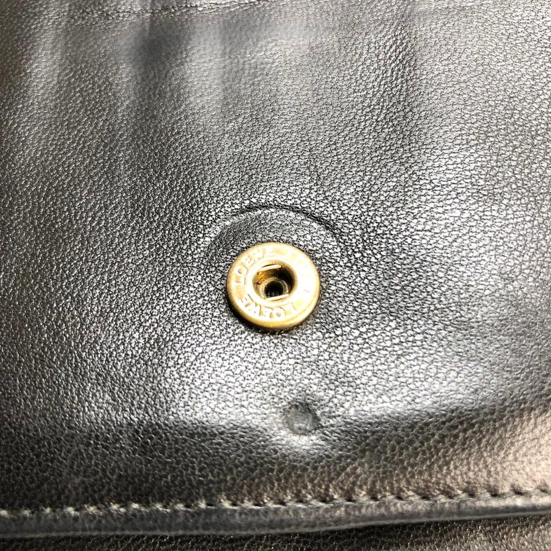 LOEWE ロエベ マイア アナグラム ラムスキン 二つ折り 長財布 黒 レザー