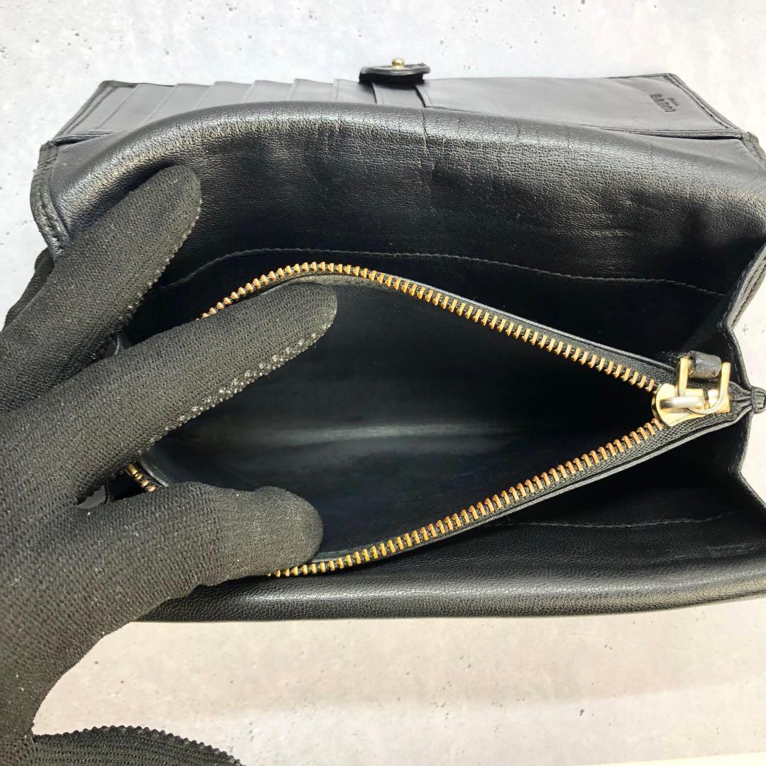 LOEWE ロエベ マイア アナグラム ラムスキン 二つ折り 長財布 黒 レザー