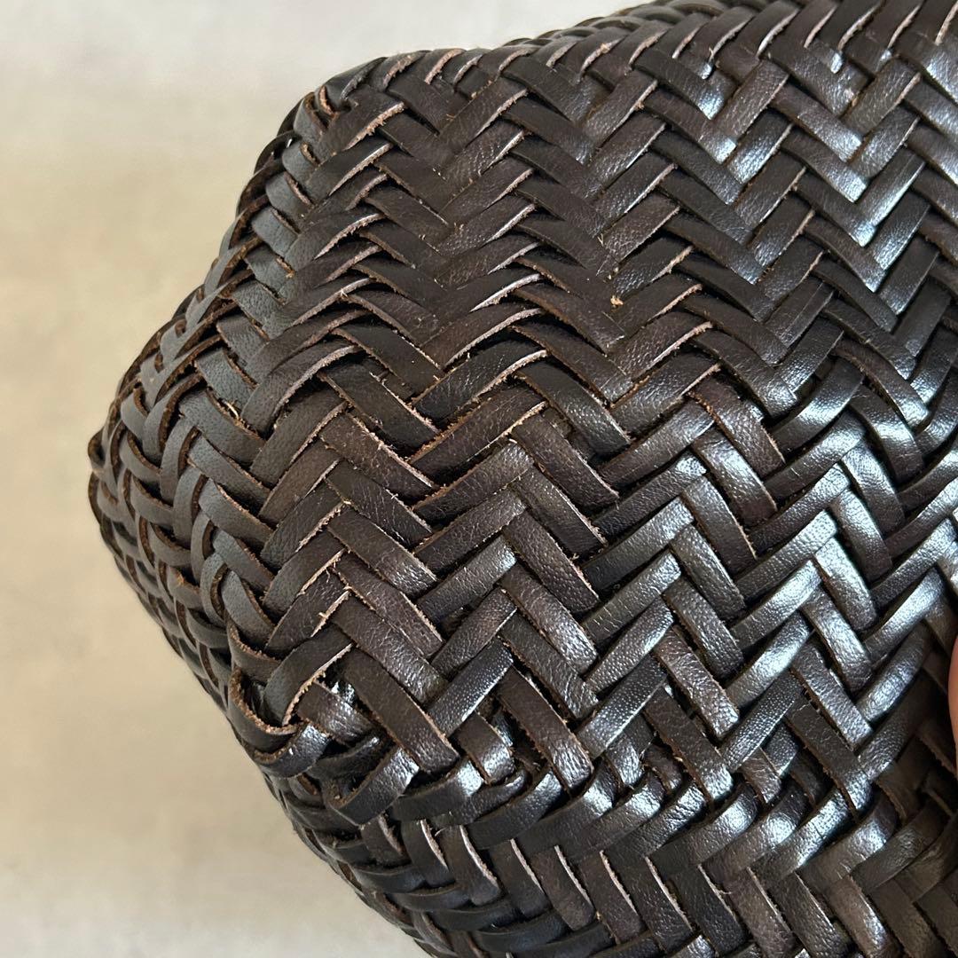 美品ドラゴンDragon メッシュバッグトートバッグレザー肩掛けダークブラウン