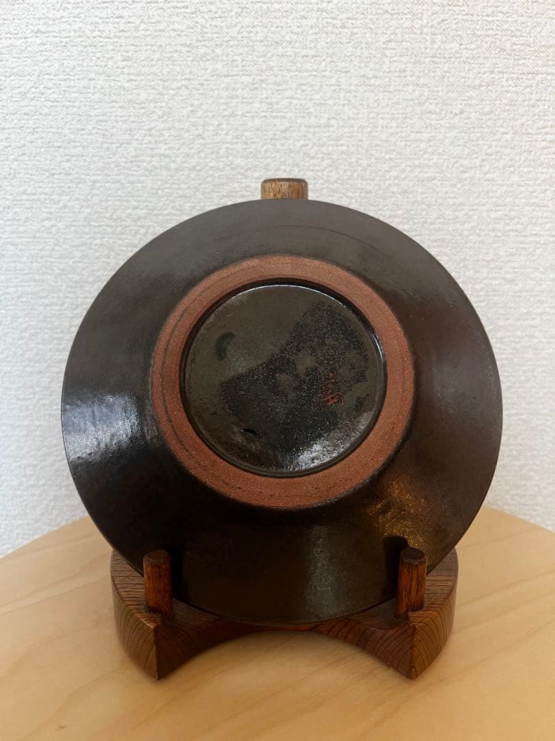 【山田真萬】　赤絵皿6寸 19cm