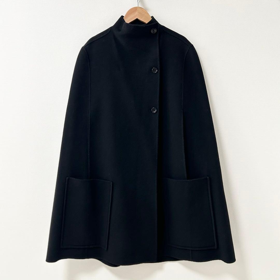 JOSEPH ジョゼフ　カシミヤ混ウールポンチョ　ブラック　ダブルフェイス　38