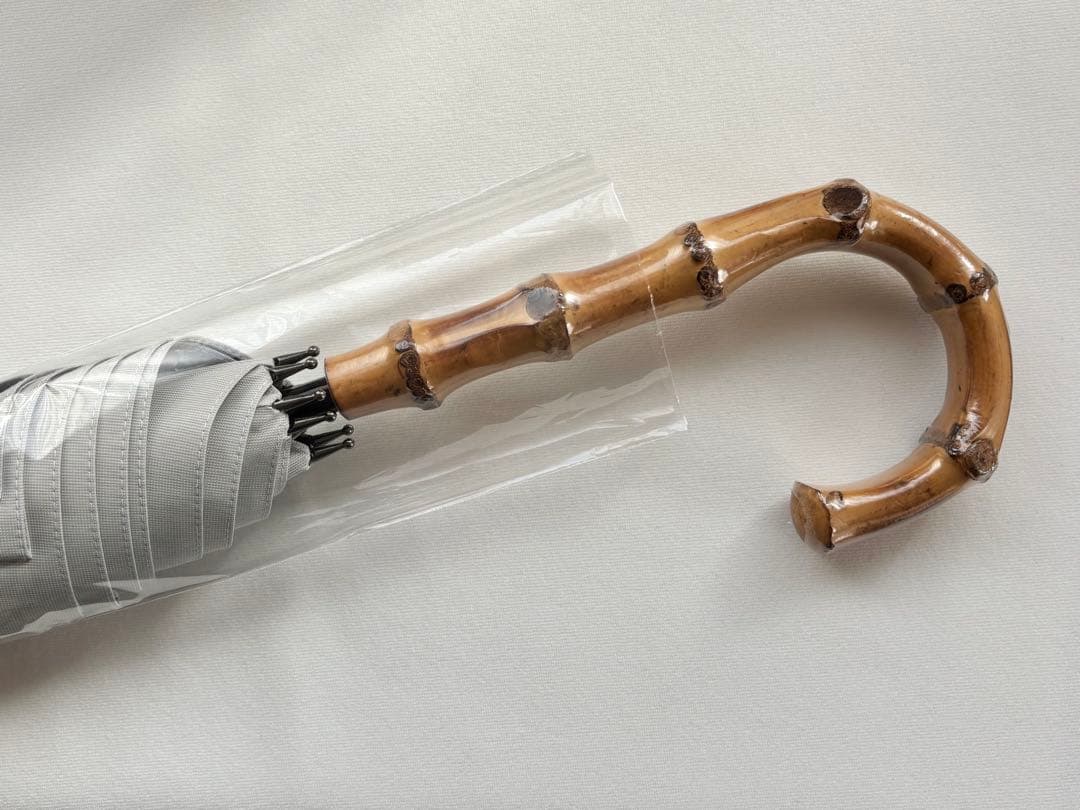 サンバリア100　日傘　長傘Mサイズ　コンビ　モスグレー　竹手元　新品