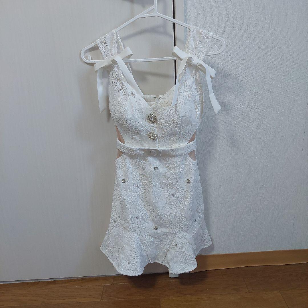 ROBE de FLEURS ホワイトミニドレス