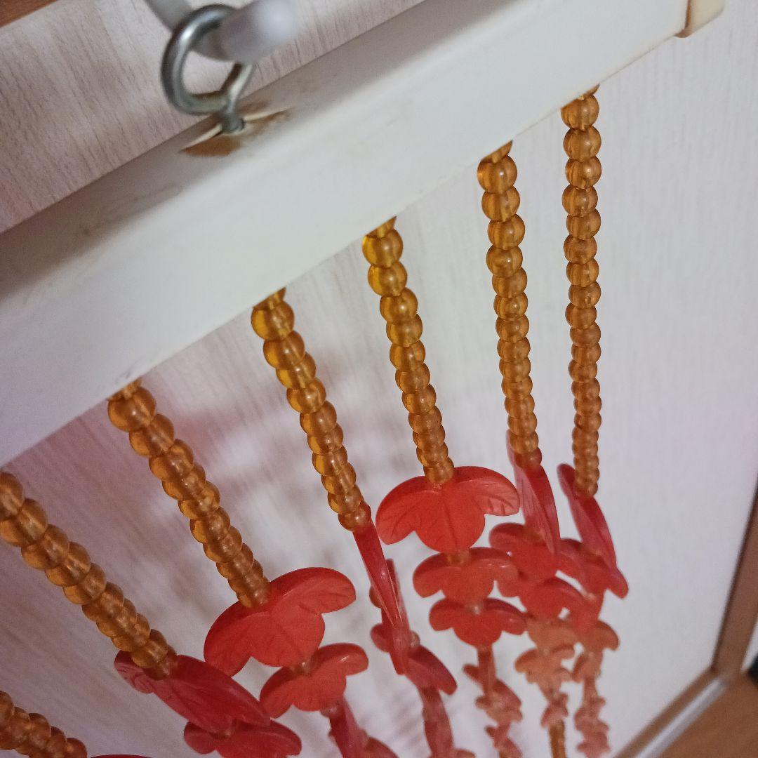 レトロポップ　葉っぱ型　玉のれん　珠のれん 昭和レトロ ビーズ 暖簾