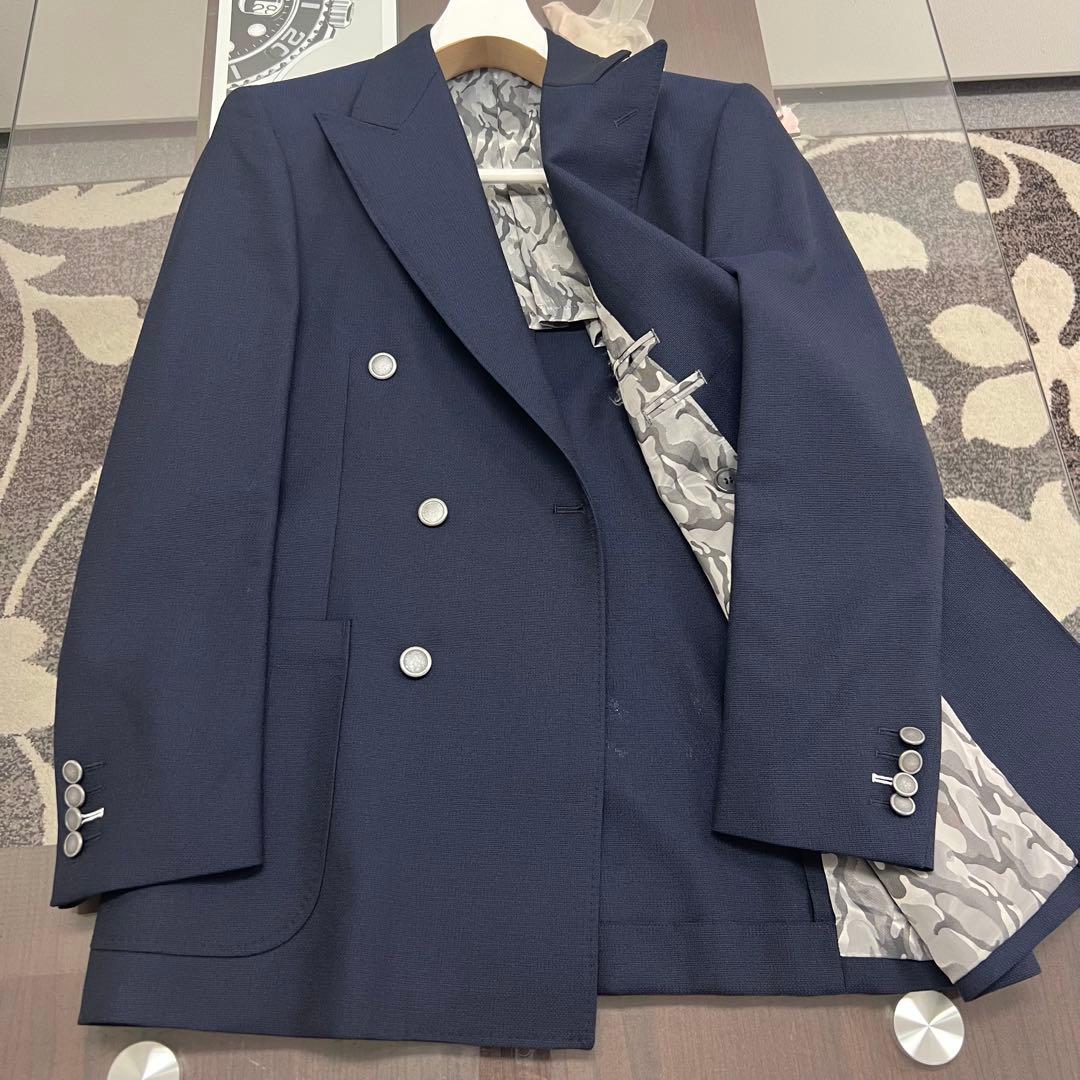 ◆イタリア生地使用　オーダーダブルジャケット　48相当