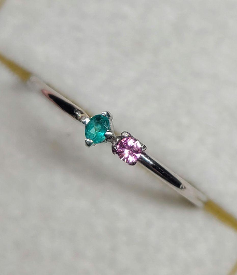 ★バターリャパライバトルマリン&パパラチアサファイアリングPt900★