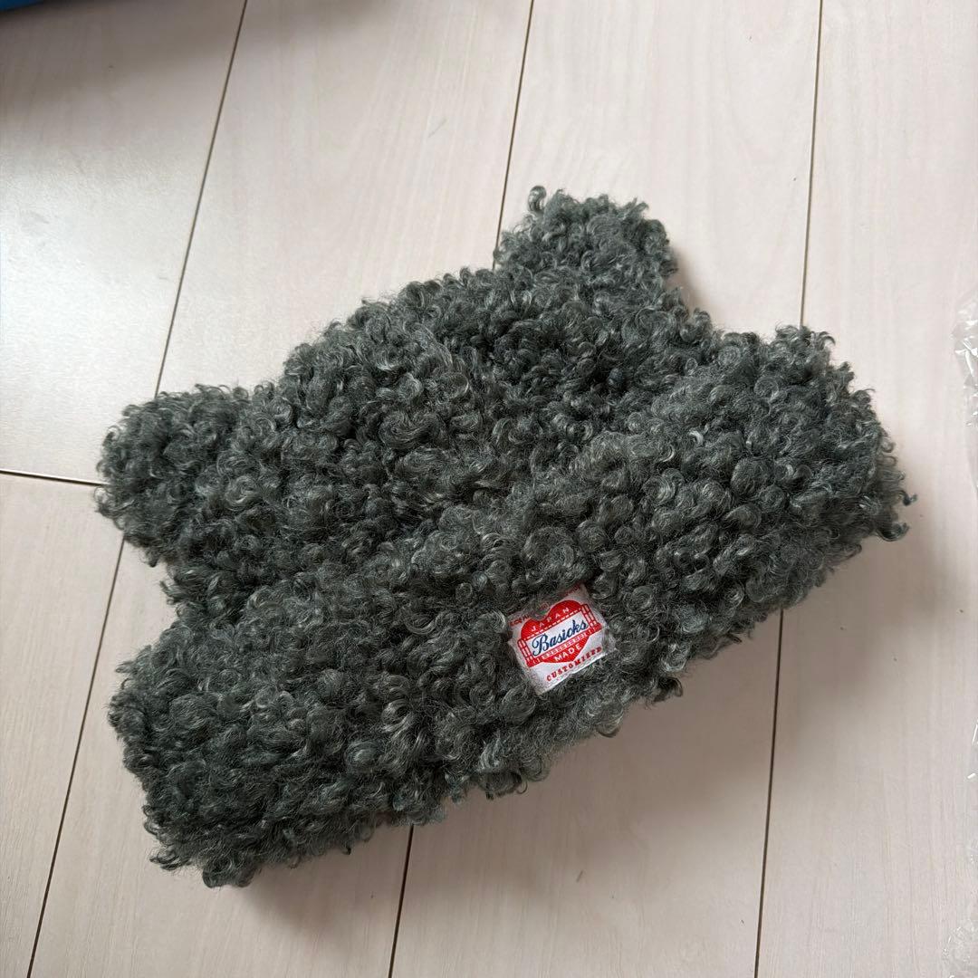 グレー ボアスタイル ニット帽