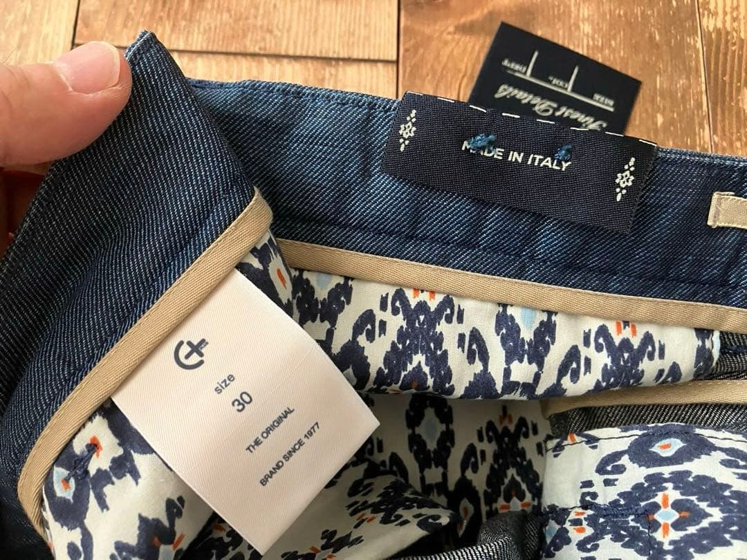 C+ CPLUS シープラス デニムスラックス 30 新品未使用 イタリア製 麻