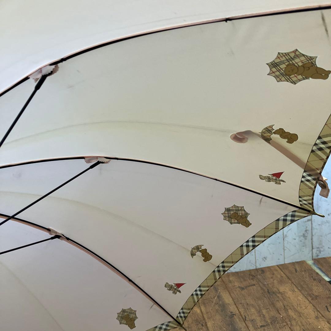 バーバリー チェック柄 クマ ベア 長傘 雨傘 傘 アンブレラ レディース