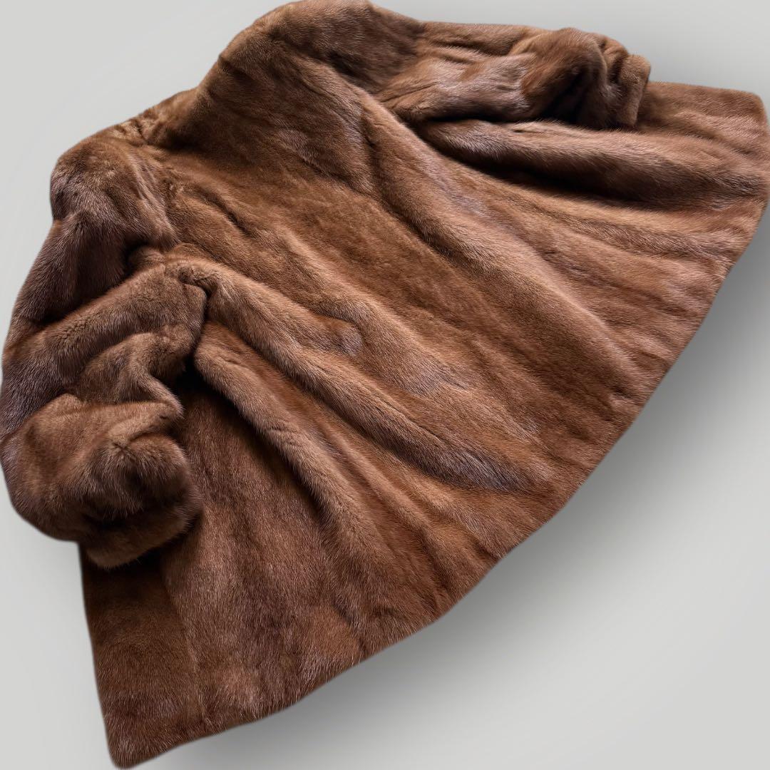 本毛皮☆デミバフミンク サガミンク ファーコート なめし柔らか◎ 毛艶◎ 15号