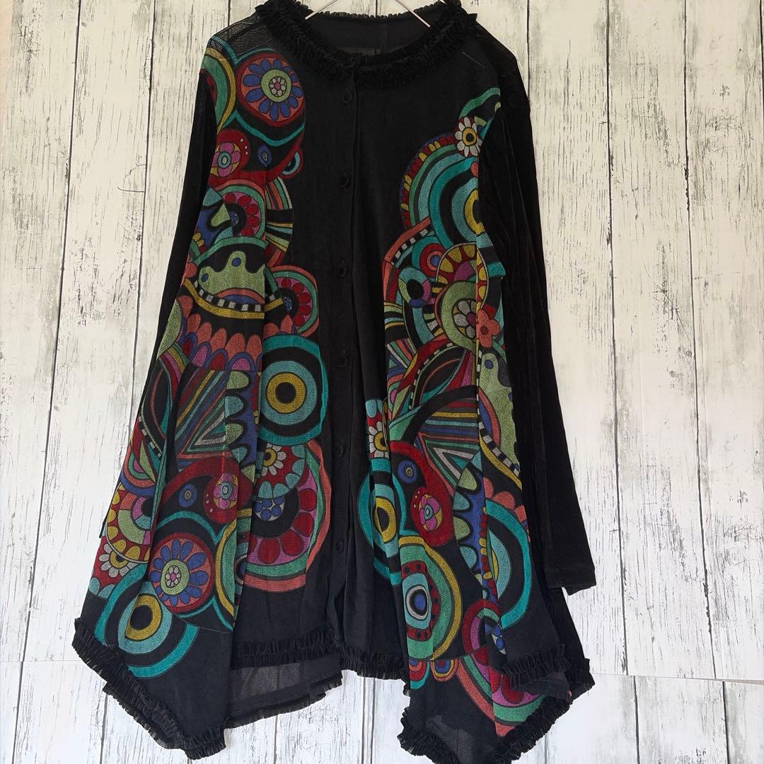 TOKUKOプルミエヴォル＊動物柄＊ワンピースチュニック　ベロア素材シアー