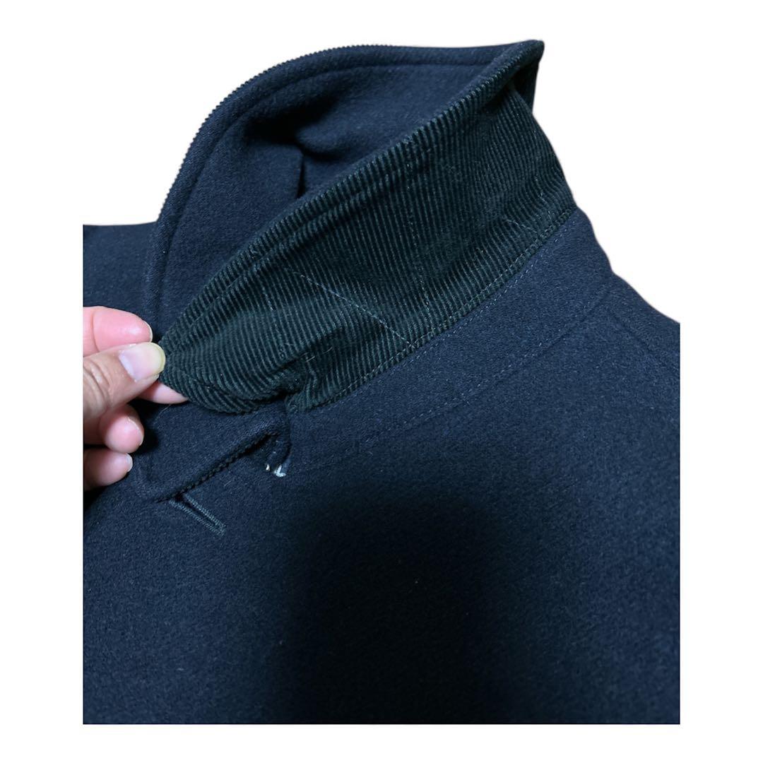 【美品】SHIPS super140s Pコート ウール100% ネイビー　M