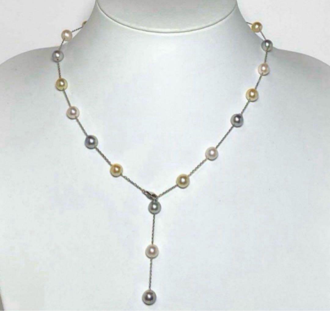 C2220 あこや真珠ナチュラルステーションネックレス7.0-7.5mm