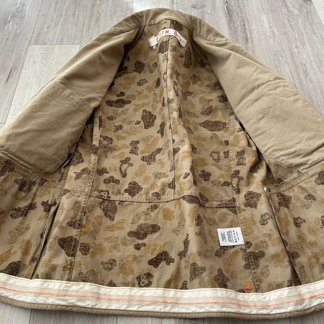 45RPM コットン テーラードジャケット カバーオール ベージュ 4 裏地カモ