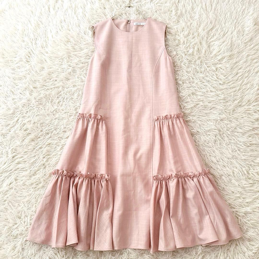 美品 アディアム✨フォクシー ルーシュドドレス ワンピース フリル ギャザー S