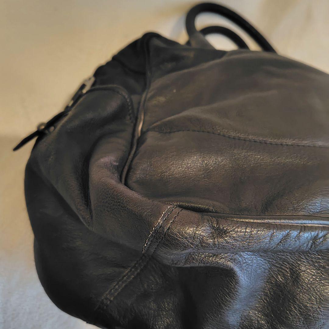 Y2K DIESEL メタルロゴ　レザー　ボストンバッグ　大容量　黒