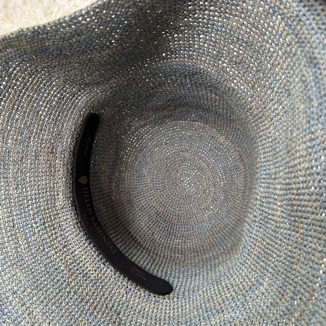 美品★ヘレンカミンスキー ライトブルー×ブルーグレー×ブルーグリーン ラフィア