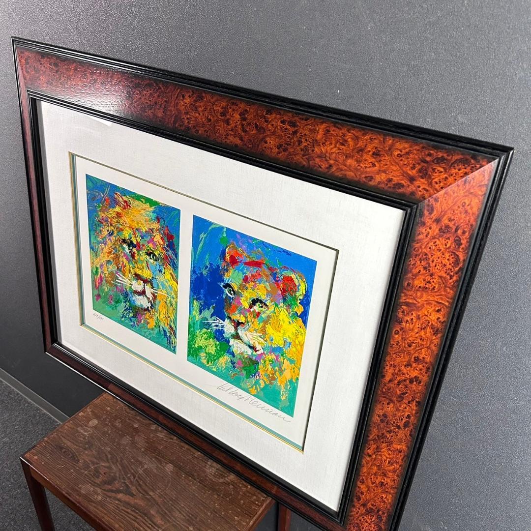 美品 リロイ・ニーマン「ライオンと雌ライオン」シルクスクリーン 直筆サイン入