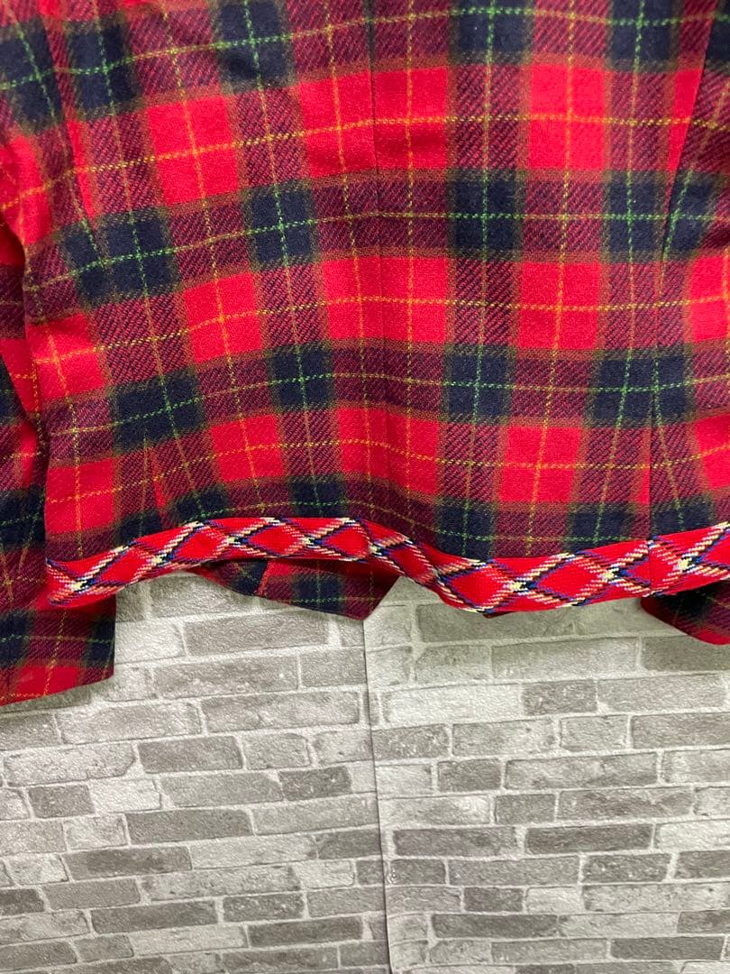 極美品　Yves Saint Laurent カシミヤ　レッドチェックジャケット