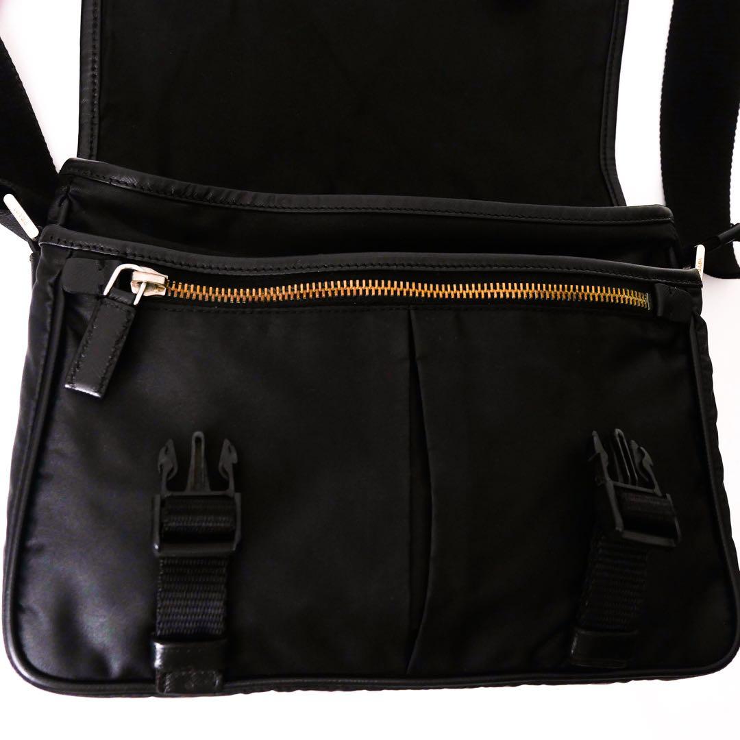 超美品 PRADA プラダ メッセンジャー バッグ ショルダーバッグ 黒 レザー