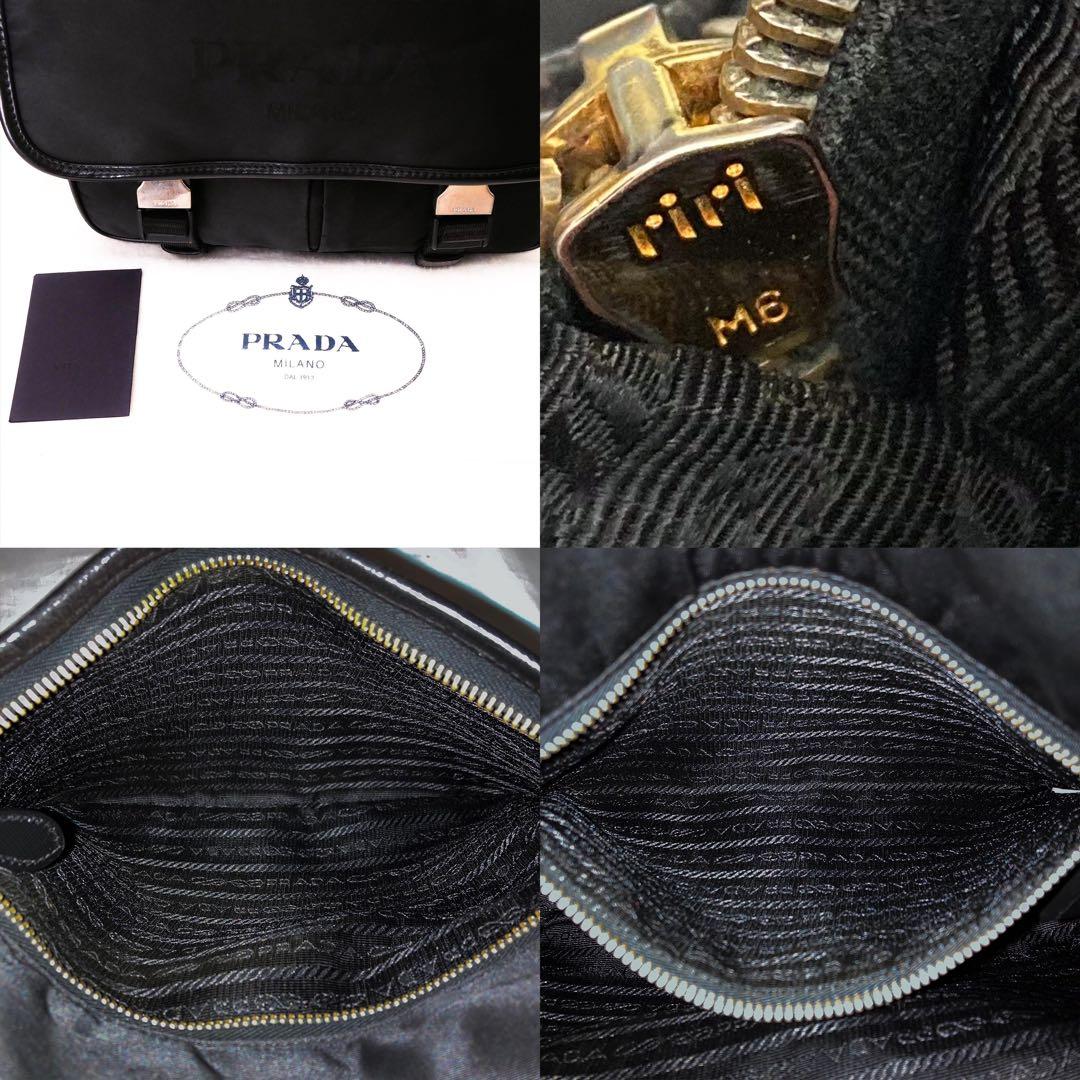 超美品 PRADA プラダ メッセンジャー バッグ ショルダーバッグ 黒 レザー