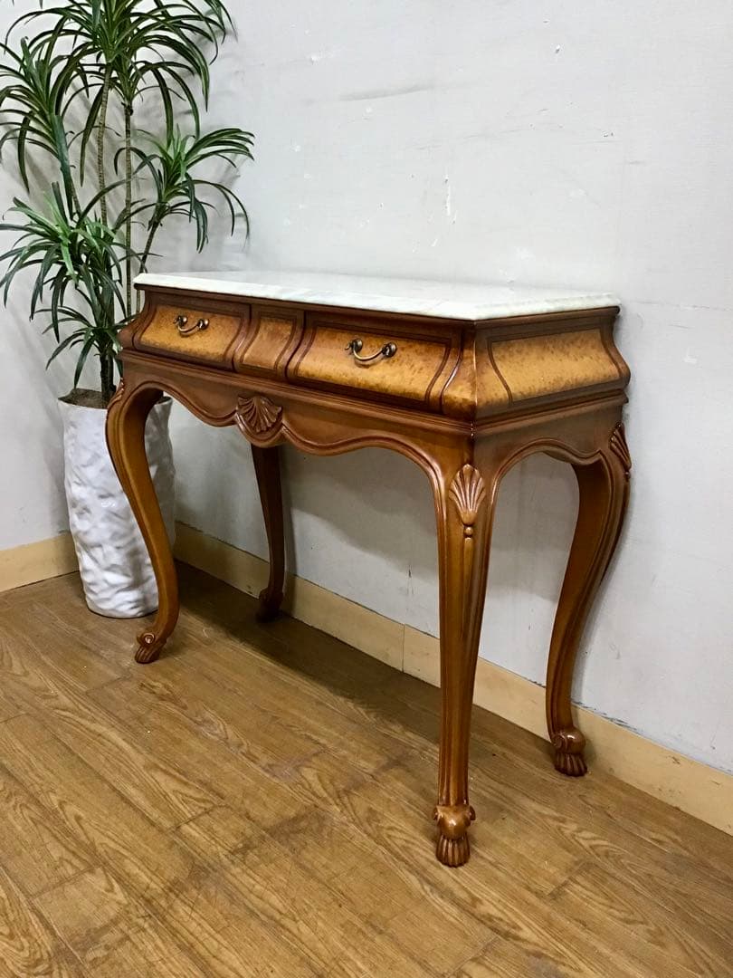 Pリン☆管27☆イタリア製☆アンティーク☆天板大理石☆コンソールテーブル