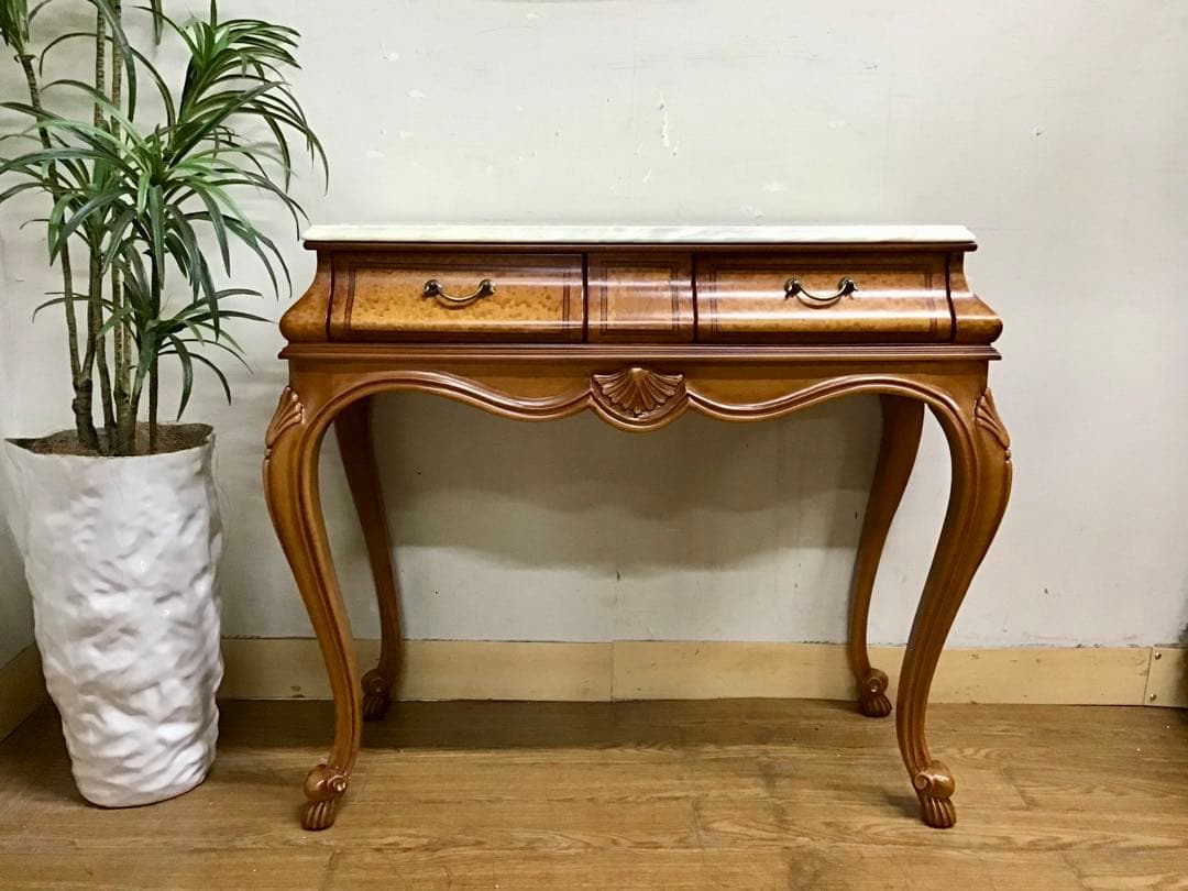 Pリン☆管27☆イタリア製☆アンティーク☆天板大理石☆コンソールテーブル