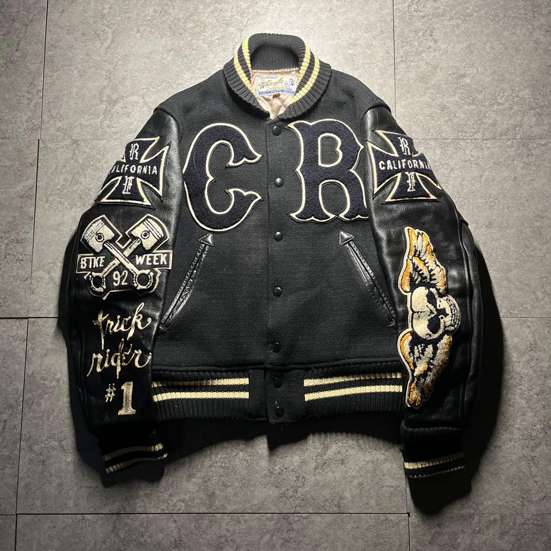 希少 whitesville スタジャン フルデコ ブラック S 送料無料