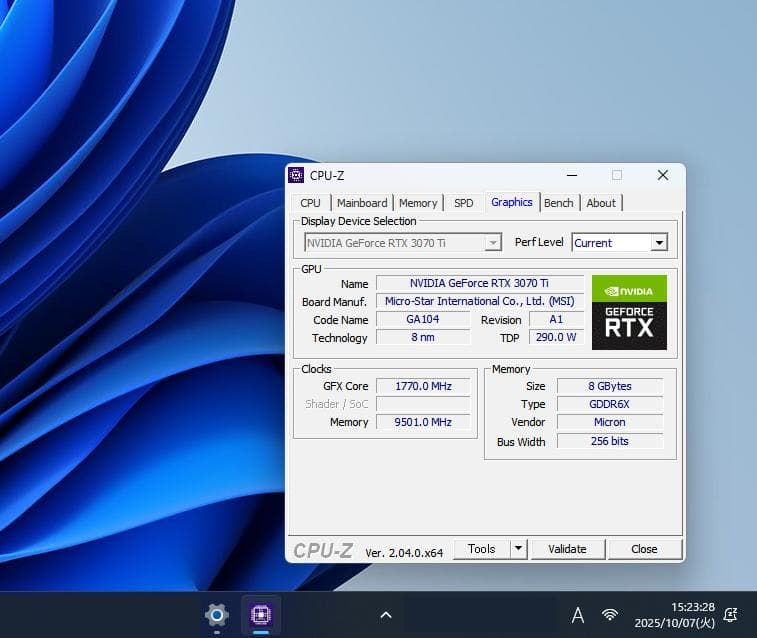 ぽ*ん様 NVIDIA GeForce RTX 3070 Ti 8GB msi