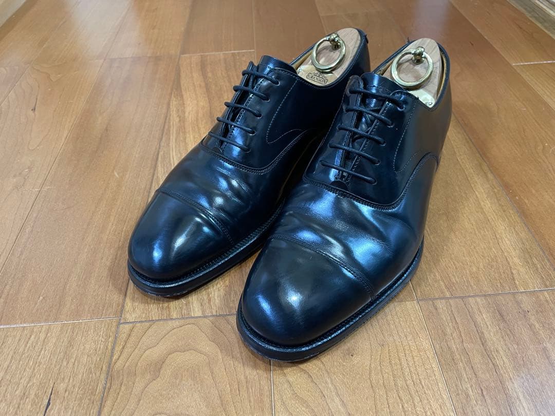 【美品】グレンソン ストレートチップ 65F ブラック 純正シューツリー付