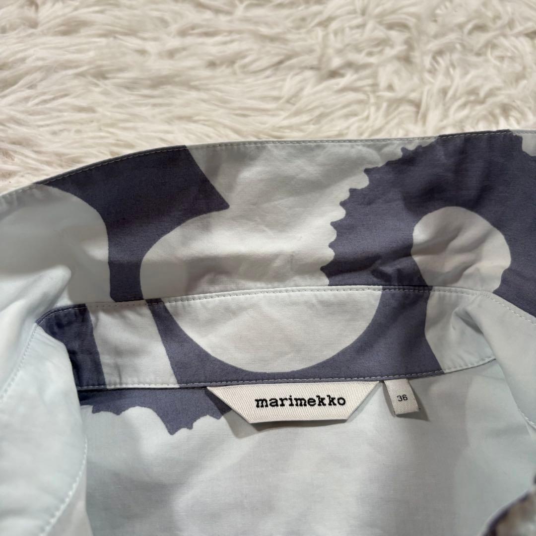 marimekko マリメッコ　シャツワンピース　ウニッコ　ライトブルー