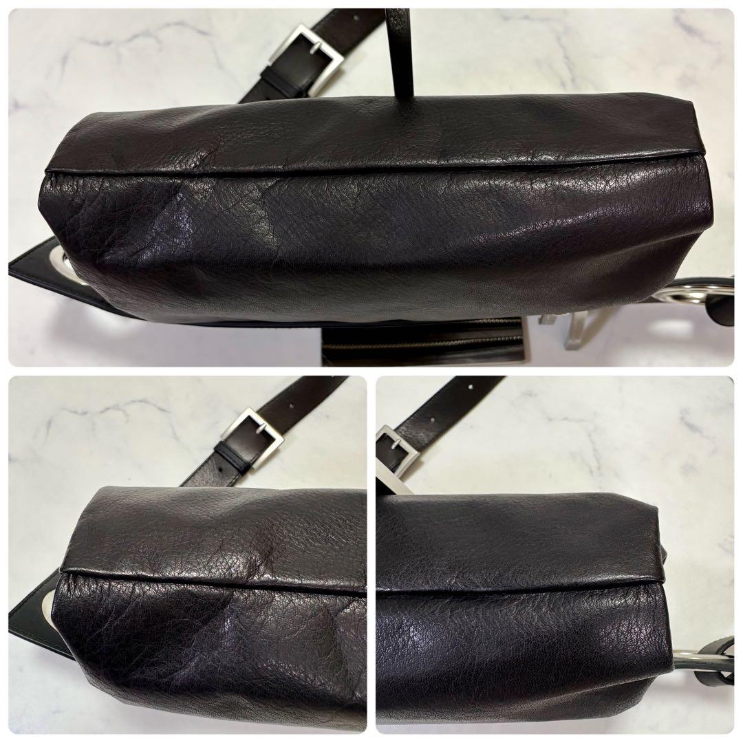 極美品 kawa-kawa カワカワ ボディバッグ スーパーソフトレザー 黒 M