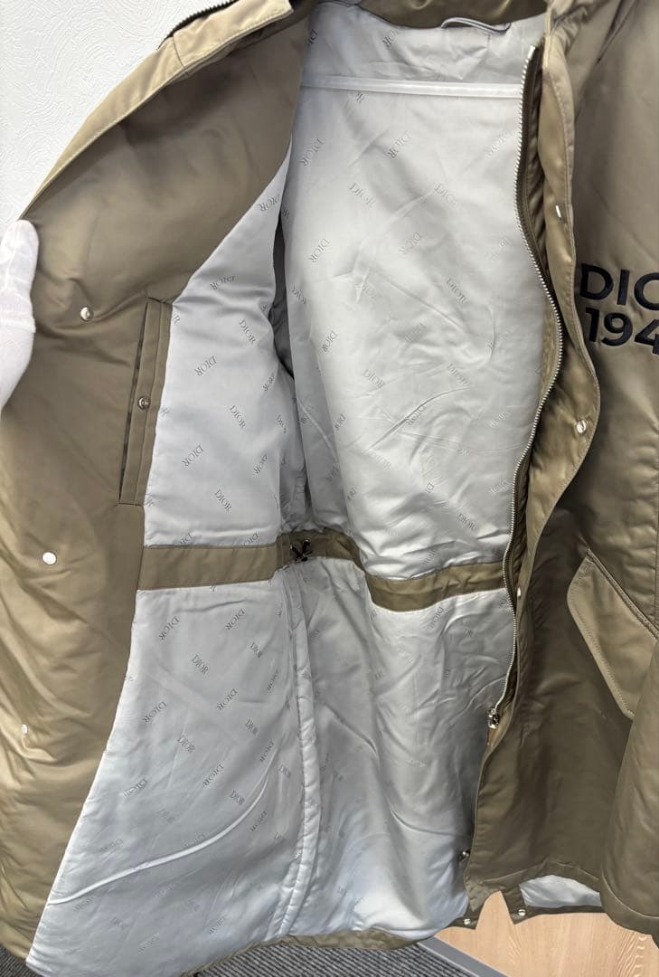 極美品 Dior ディオール 1947刺繍 ナイロン フーデッドコート 48