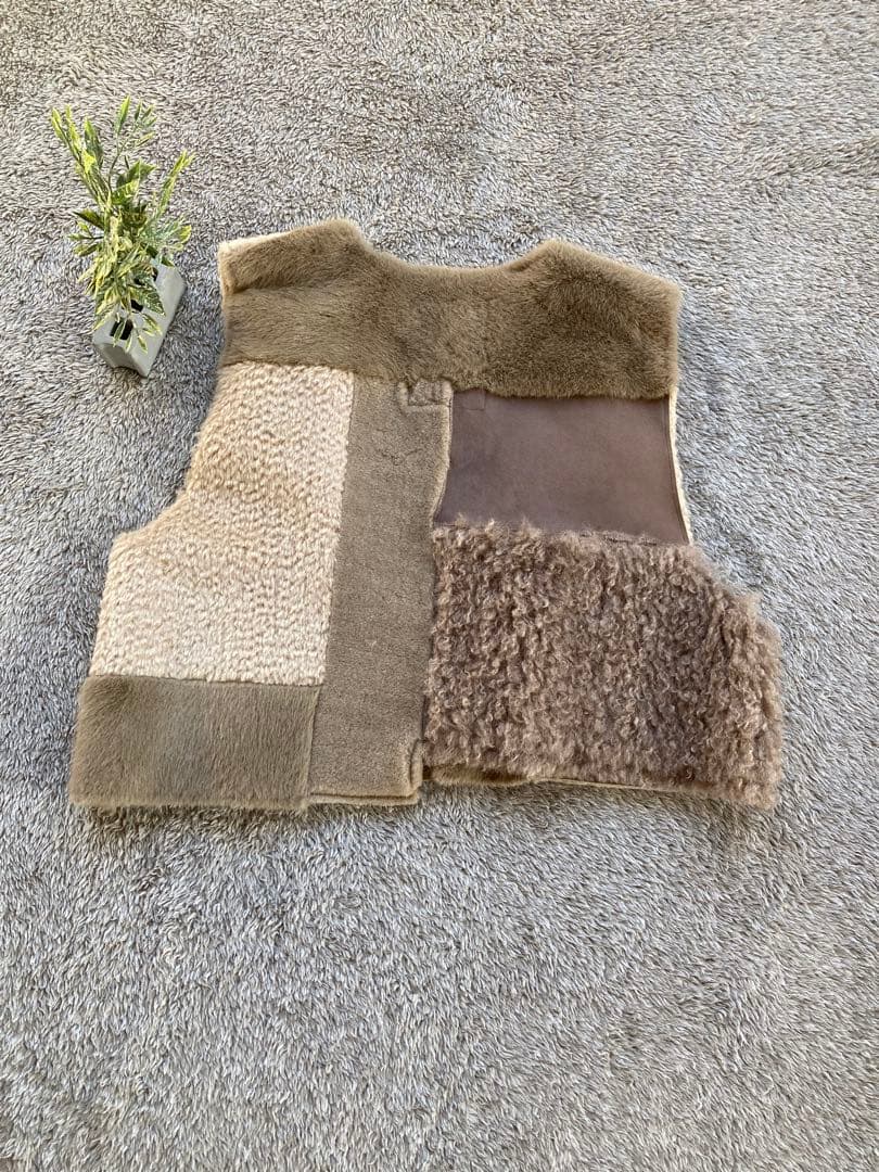 未使用 etsinta 定価1.6 リメイク ファー ムートン ベスト