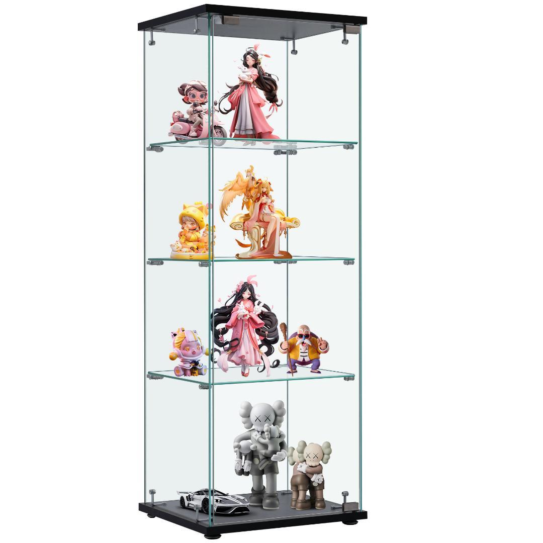 コレクションケース ガラスディスプレイキャビネットフィギュアケース 4段ブラック