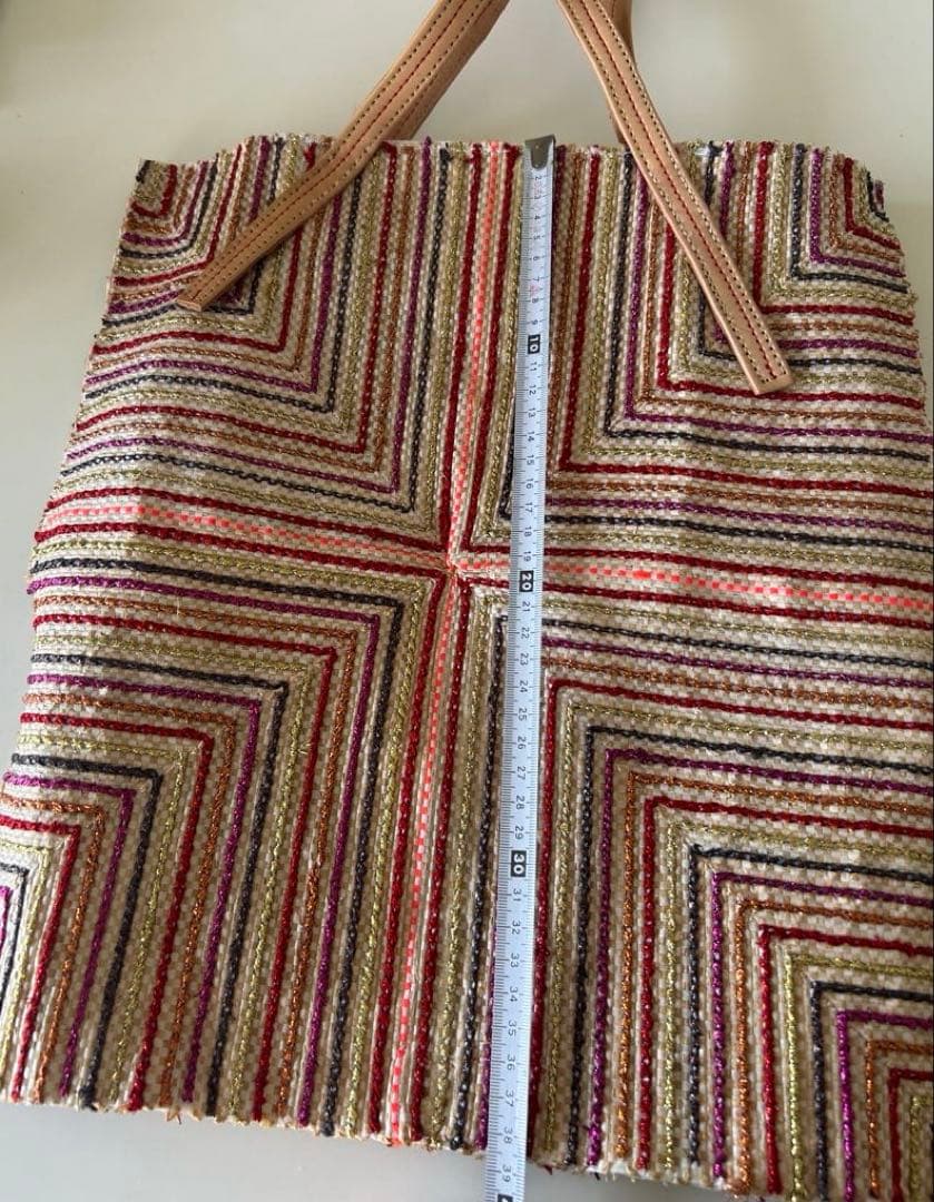 新品未使用エンシャラen shallaモロッコ製ハンドメイドトートバッグ/赤系