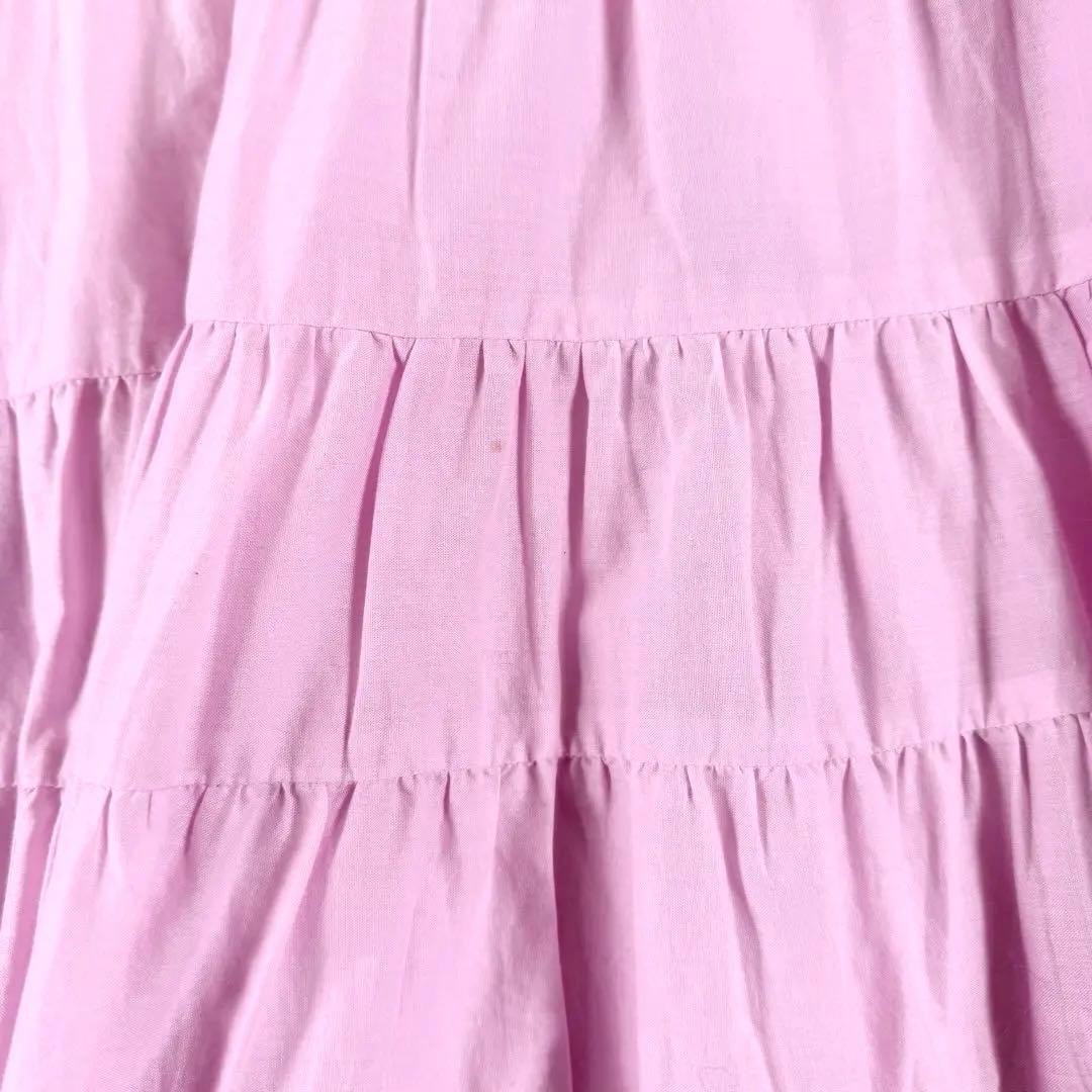 マーレット ARBOR ティアード ワンピース ピマコットン ピンク XS