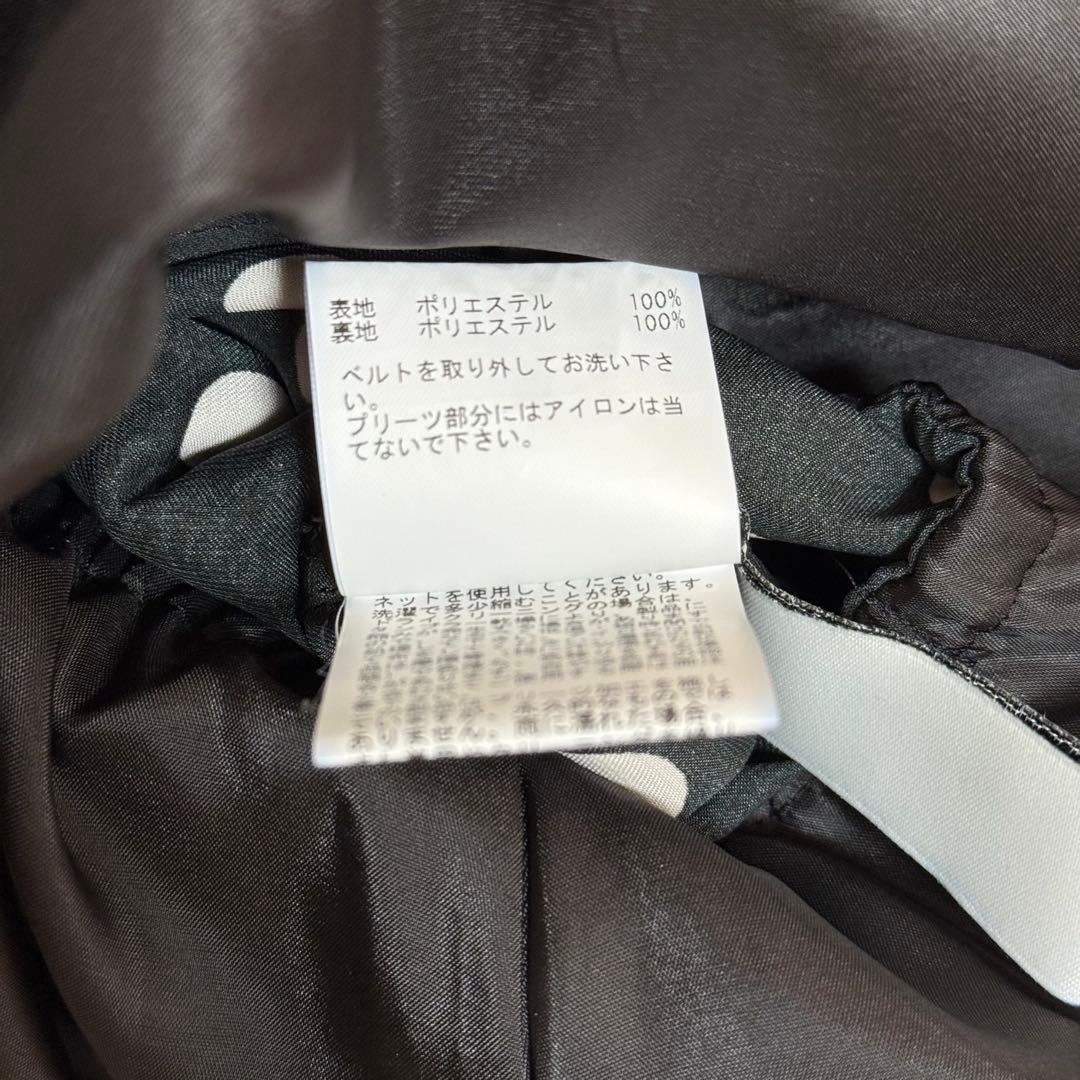 アナイ ANAYI サテンドットプリーツ切替ワンピース ロング丈 ベルト