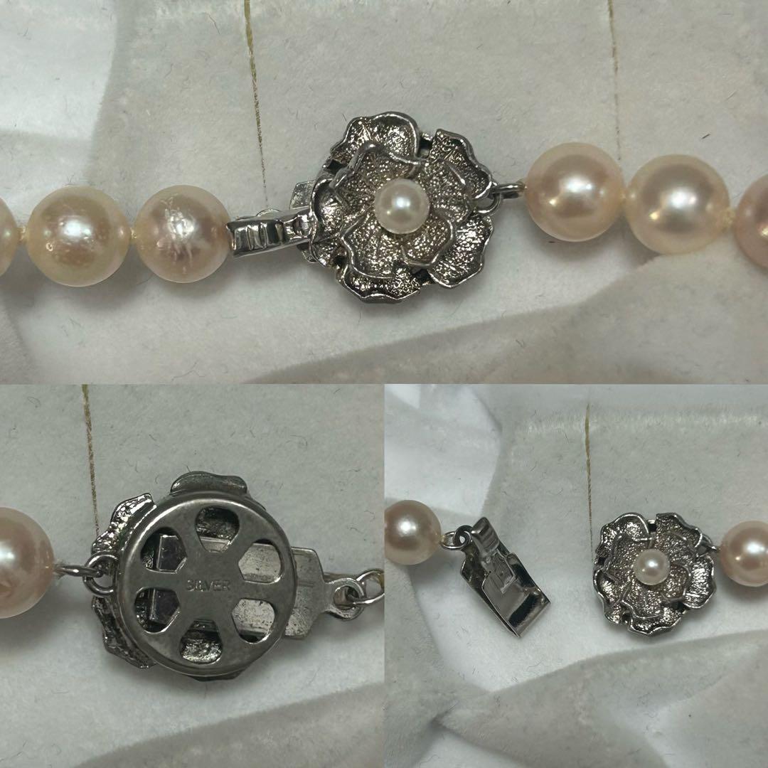 【テリ◎✨】あこや ネックレス 本真珠 約6.9〜7.3mm silver