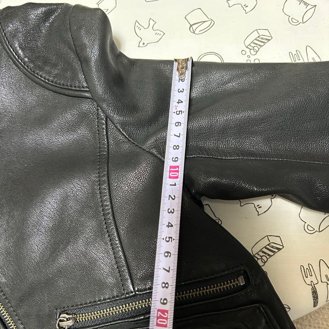 ヒステリックグラマー シングルライダースレザージャケット 山羊革 裏地総柄 黒