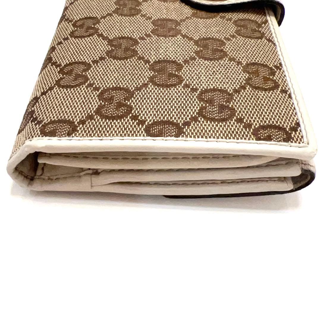 グッチ 長財布 GGキャンバス GG柄 ジャガード ハート ゴールド金具 白色