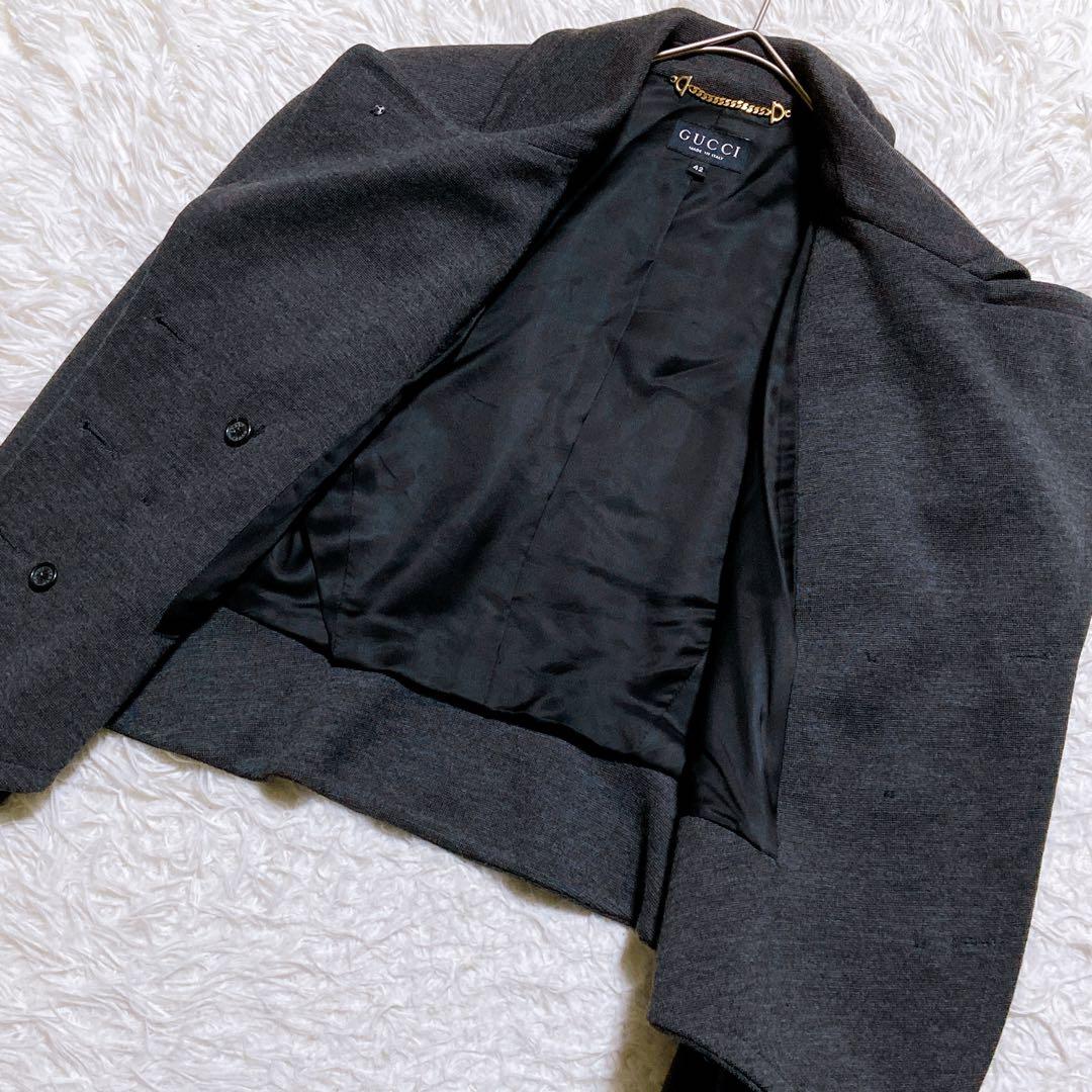良品☆グッチ　ウールコート　ジャケット　ダブルブレスト　チェーン　ペプラム　42