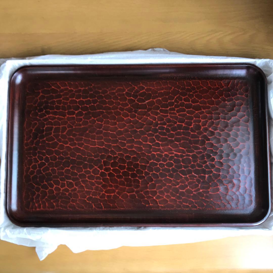 [希少な逸品］鎌倉彫　長手盆　刀目　陽堂十四世　大石雅樹