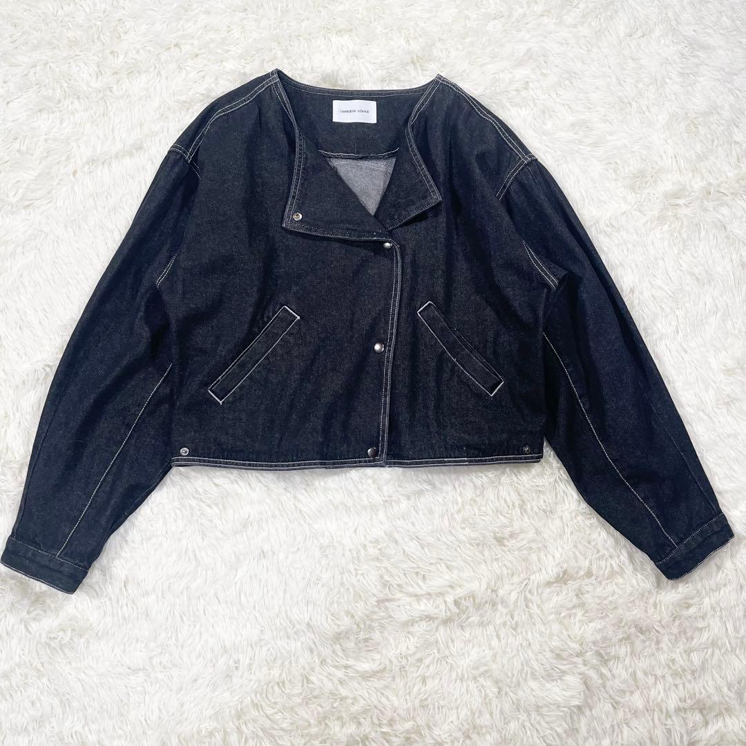 762 【美品】カプリシュレマージュ ノーカラー デニム ジャケット