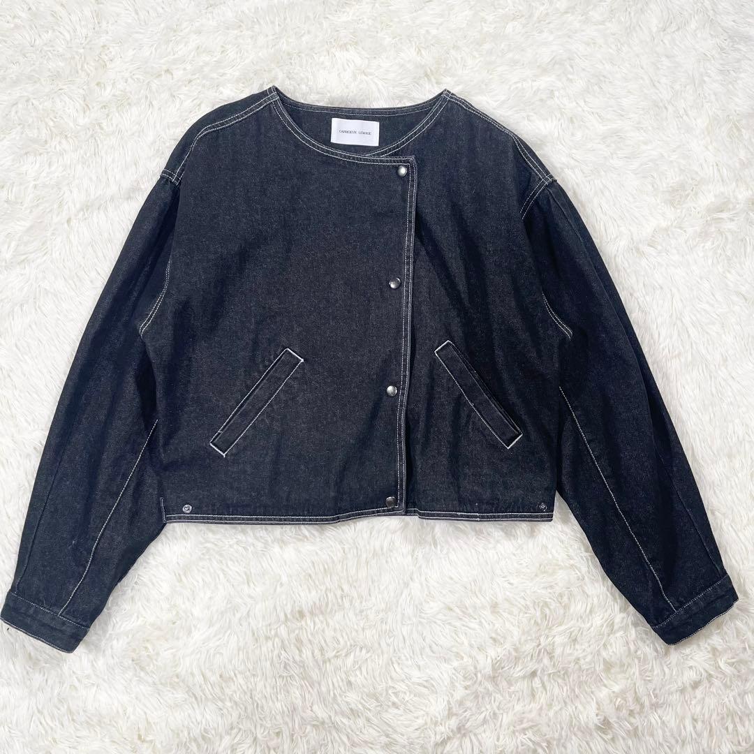 762 【美品】カプリシュレマージュ ノーカラー デニム ジャケット