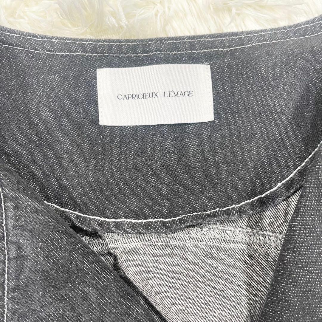 762 【美品】カプリシュレマージュ ノーカラー デニム ジャケット