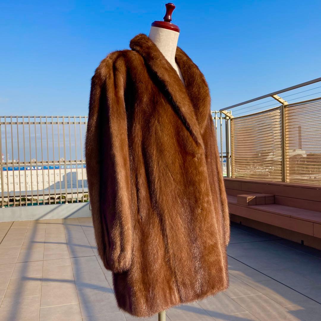 なめし◎美品✨サガミンク ミンクファー 毛皮 デミバフミンク 総丈85 Lサイズ